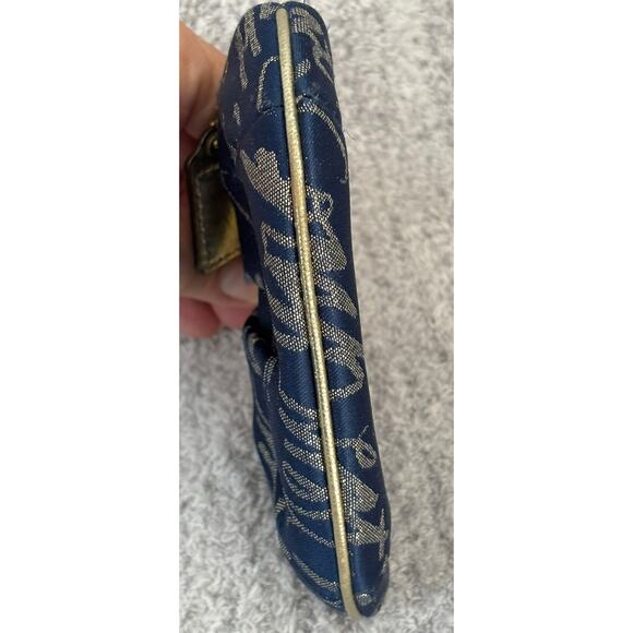 Coach 1941 Blue Gold Logo Print Kisslock Coin Purse #64273 - Picture 5 of 7